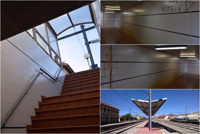 Humedades y una escalera imposible en el paso subterr&aacute;neo