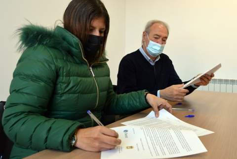 Conde y Lagartos, esta mañana, en la firma del convenio
