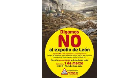 Plataformas sociales convocan una concentración en León para frenar el expolio del territorio