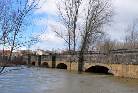 El puente de Almanza sobre el río Cea, construido entre los siglos XI y XII, está realizado íntegramente en sillería