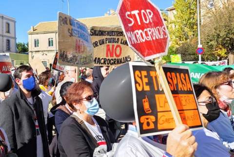 Manifestación en Cuenca contra la ganadería industrial. Imagen: Podemos CLM