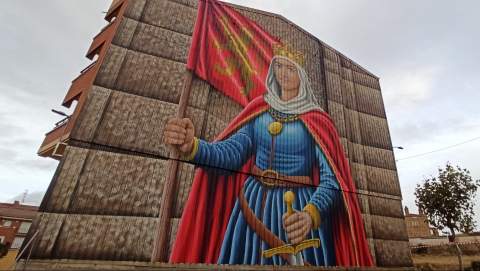 Mural de Urraca I en Sahag&uacute;n, firmada por el leon&eacute;s Manuel Garc&iacute;a Juan